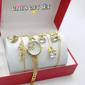 Women's Diamond Stone Jewelry Watch Set | With Complete Jewelery Set
