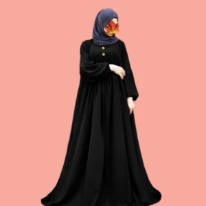Georgette Plain Abaya with Marble Buttons | Elegant & Modest Wear