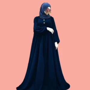 Georgette Plain Abaya with Marble Buttons | Elegant & Modest Wear