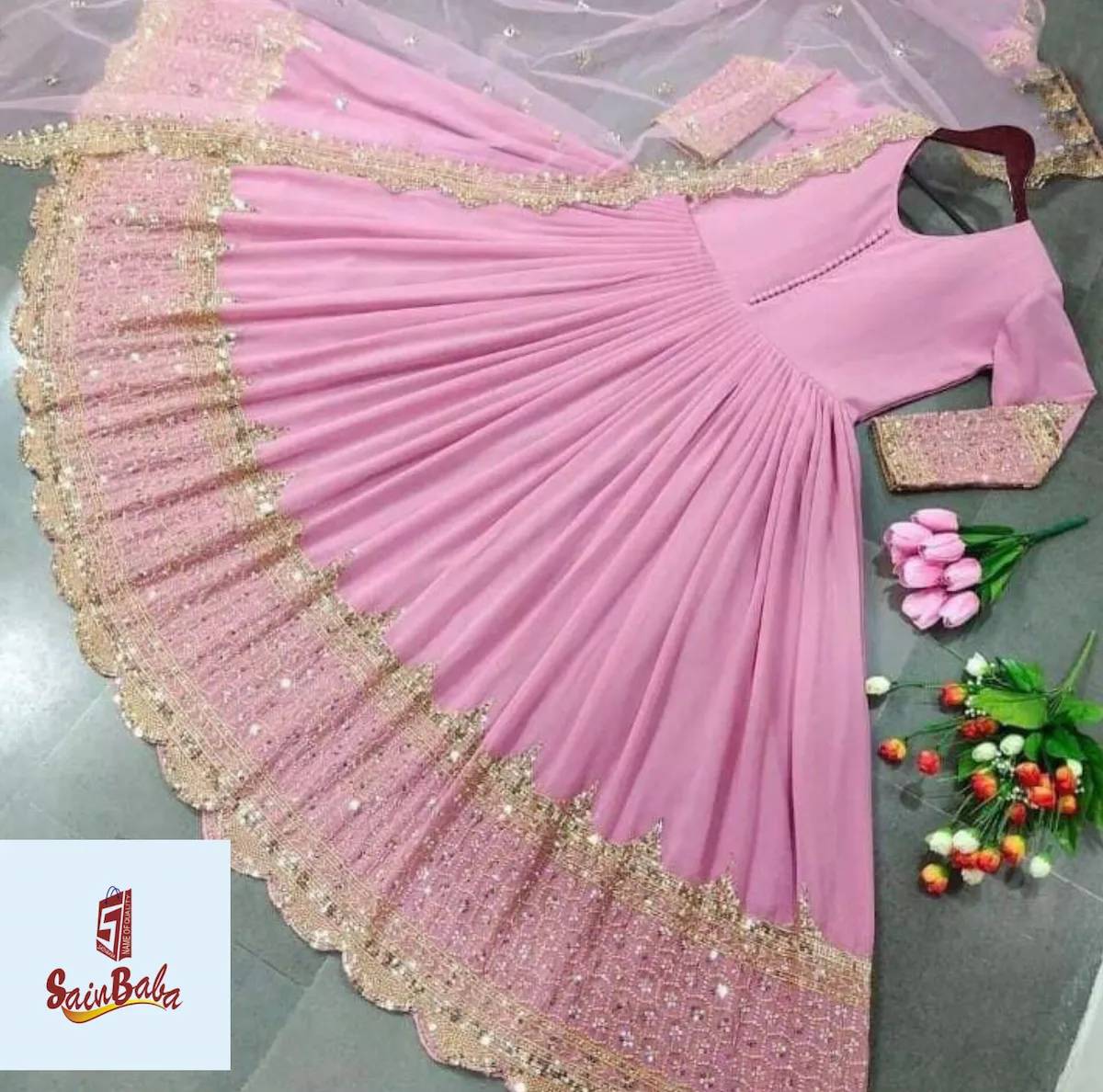 Eid Arrival | Heavy Sequence Embroidered Maxi with Dupatta - 3PCs Set