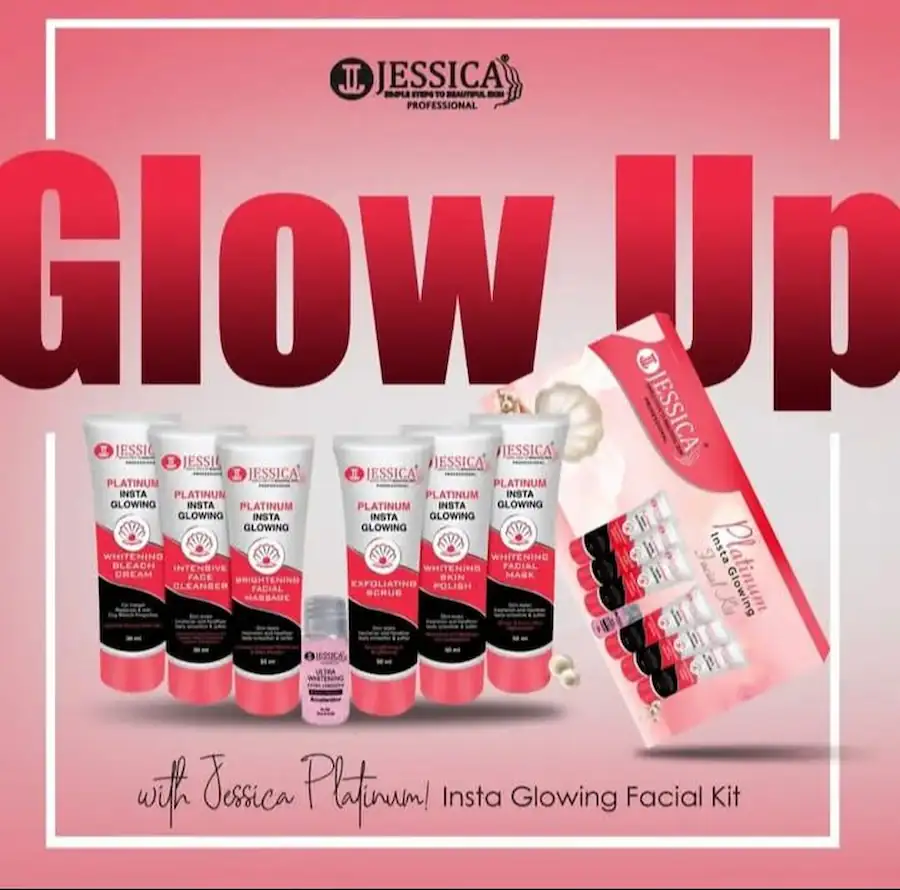 Jessica Platinum Insta Glowing Facial Kit – Buy 6, Get 1 Free | Radiant & Nourished Skin - Image 2