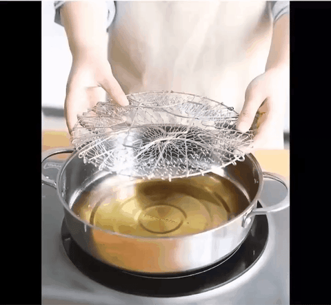 Stainless Steel Foldable Chef Basket | Multi-Functional Kitchen Colander, Steamer, Strainer & Fryer - Image 2