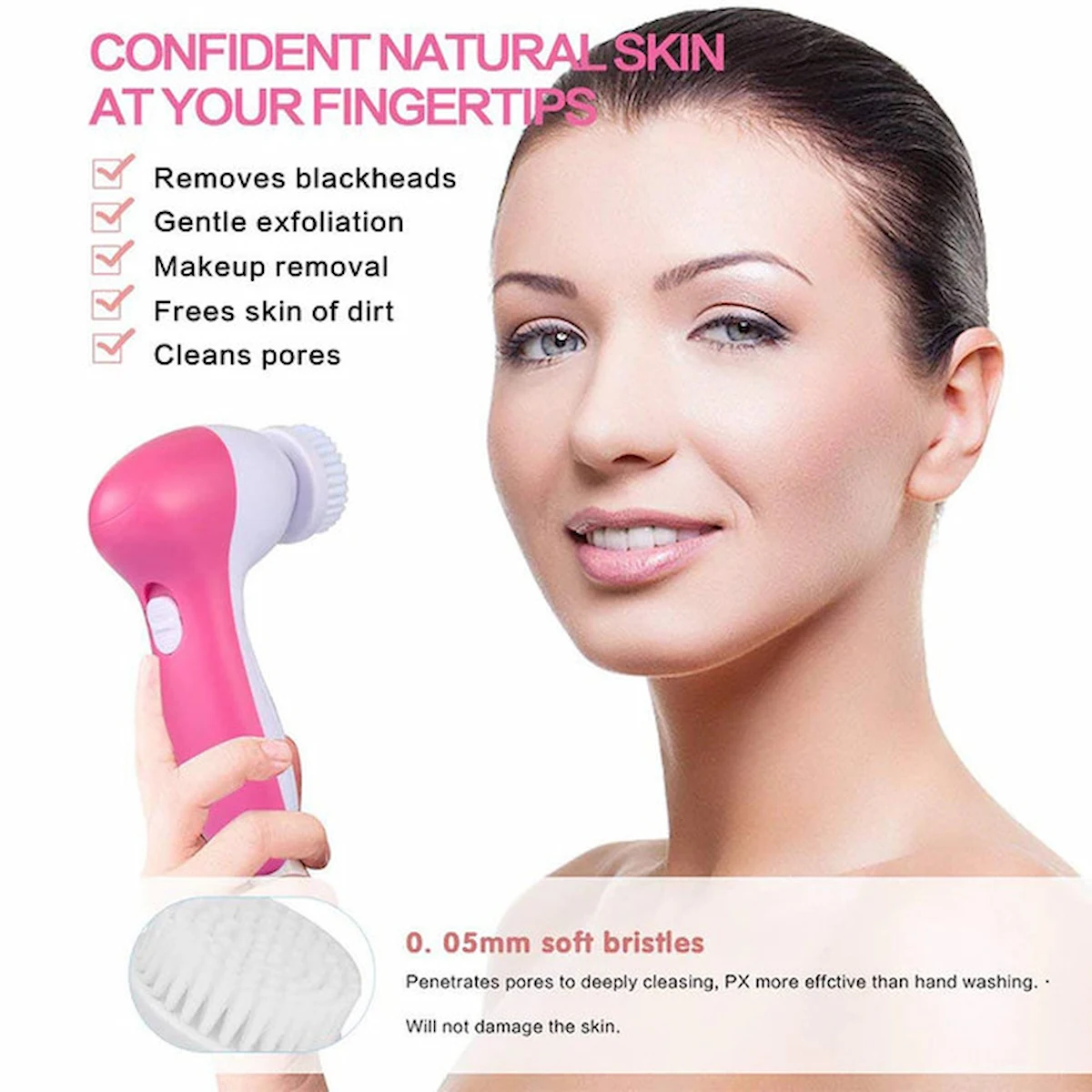 5-in-1 Electric Facial Cleanser & Massager | Blackhead Remover & Beauty Care Brush