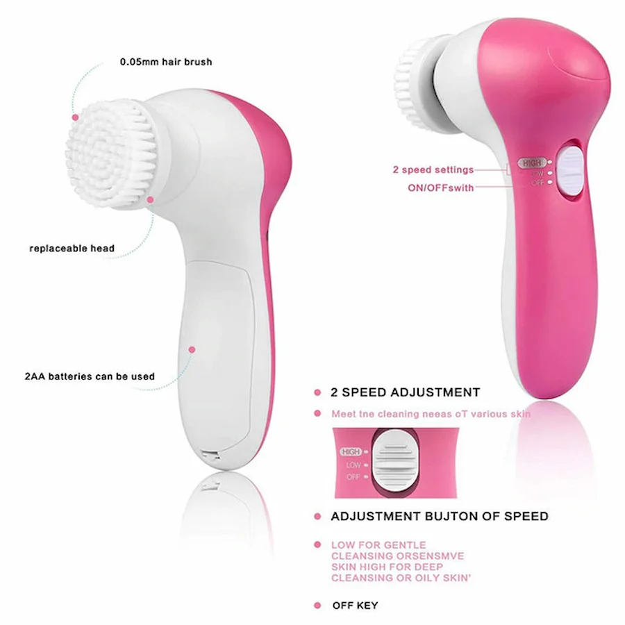5-in-1 Electric Facial Cleanser & Massager | Blackhead Remover & Beauty Care Brush - Image 6