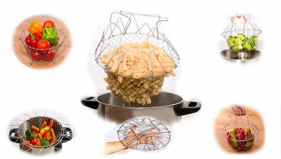 Stainless Steel Foldable Chef Basket | Multi-Functional Kitchen Colander, Steamer, Strainer & Fryer - Image 13