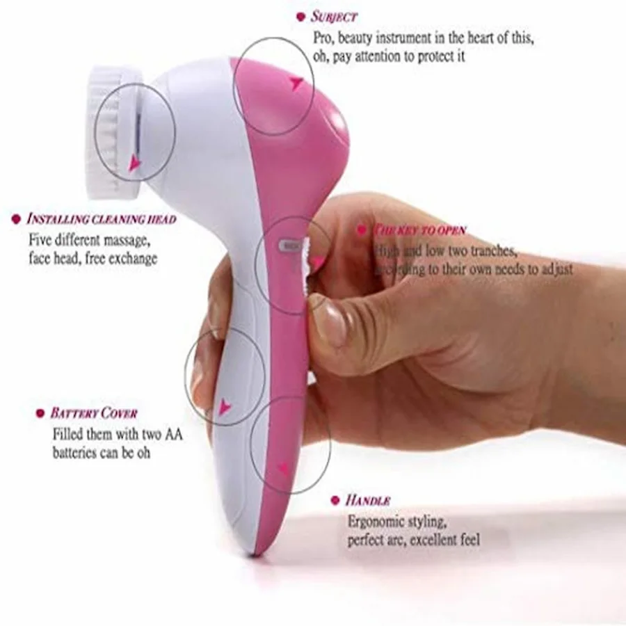5-in-1 Electric Facial Cleanser & Massager | Blackhead Remover & Beauty Care Brush - Image 5