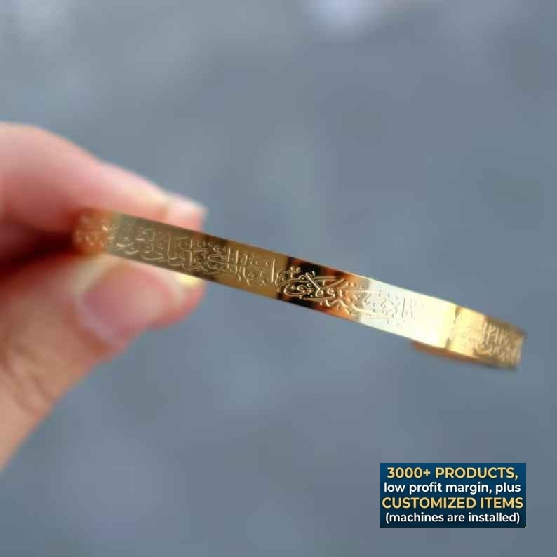 Customized Name & Calligraphy Bracelet / Kara for Men & Women – Personalized Stainless Steel Cuff Bangle (Gold, Silver & Black) | Unisex Jewellery Gift - Image 8