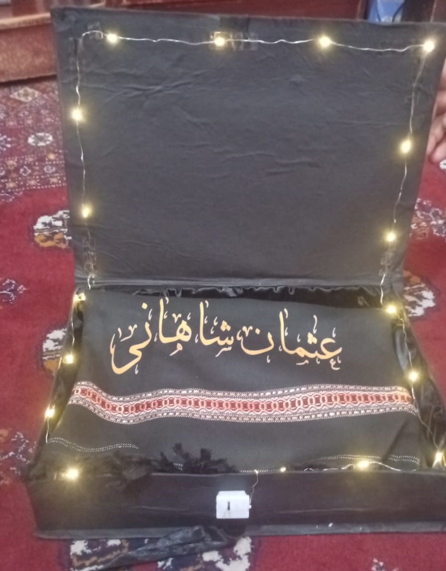 Customized Men's Winter Shawl with Premium LED Gift Box – Personalized Name & Calligraphy Men's Shawl | Luxury Winter Gift Set